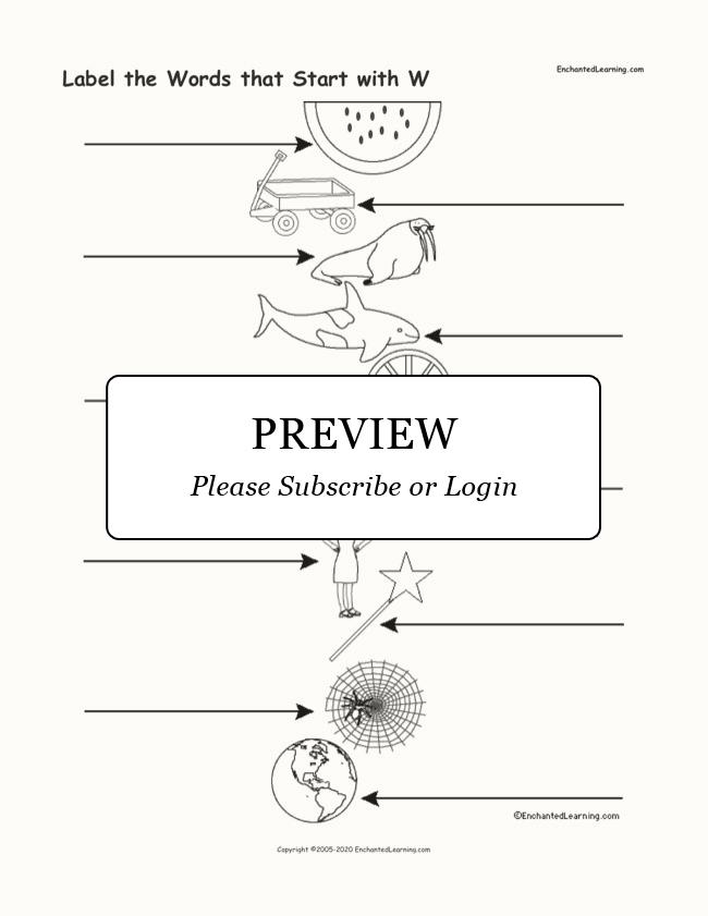 Label The Words That Start With W Enchanted Learning