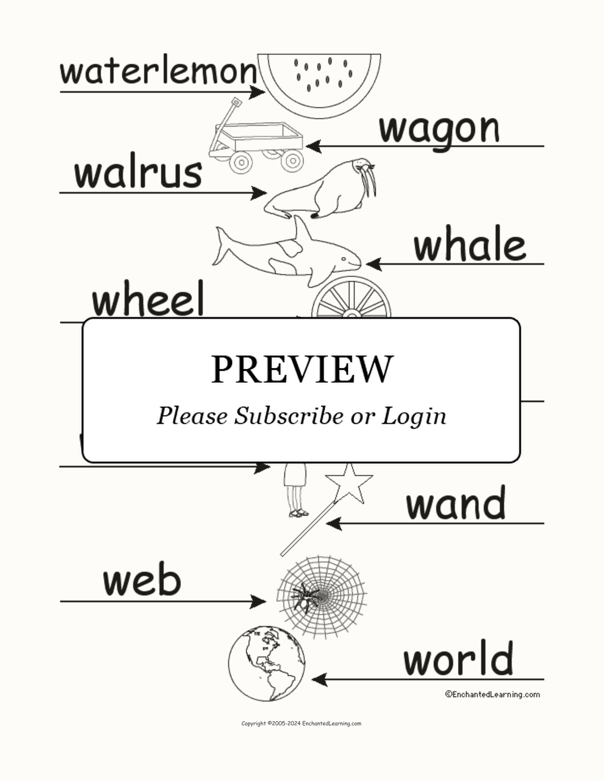 Label the Words that Start with W interactive worksheet page 2