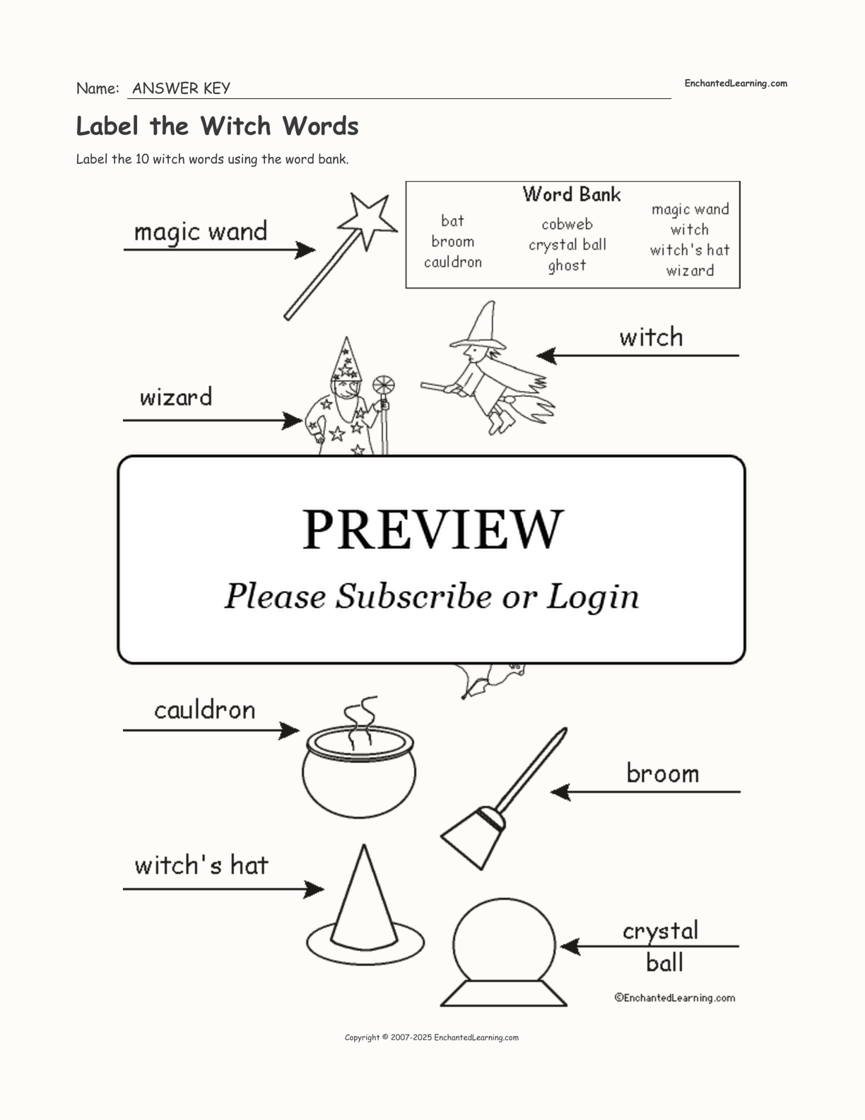 Label the Witch Words interactive worksheet page 2