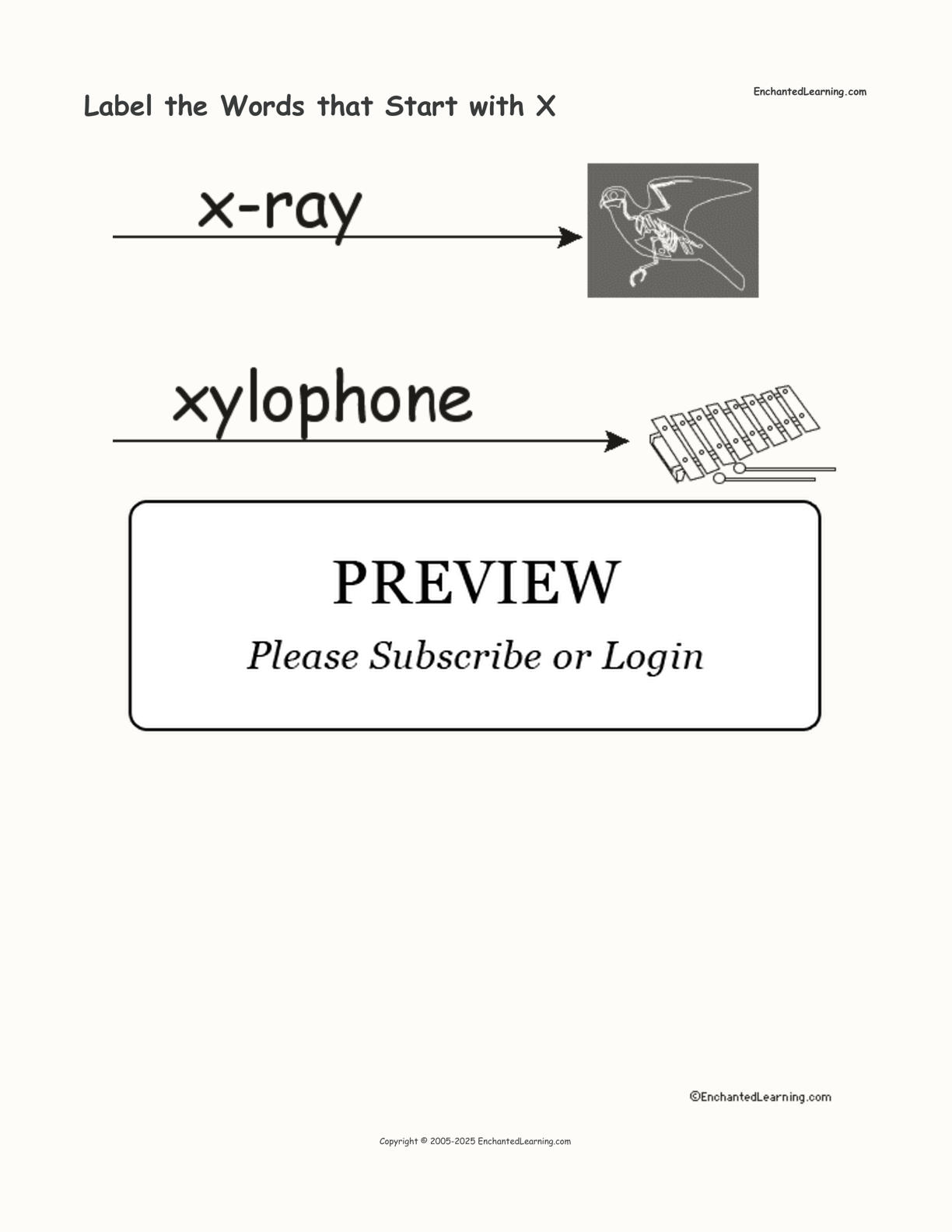 Label the Words that Start with X interactive worksheet page 2