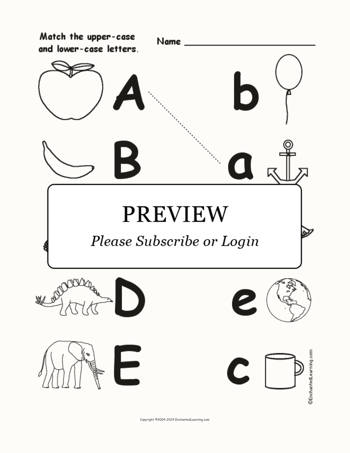 Match Uppercase and Lowercase Letters A-E interactive worksheet page 1