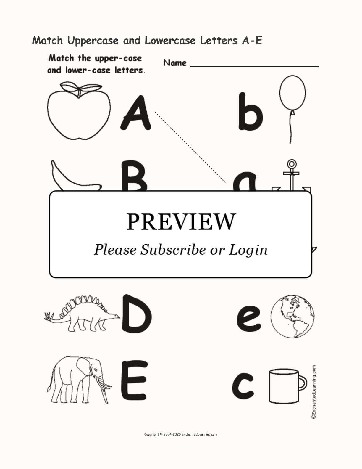 Match Uppercase and Lowercase Letters A-E interactive worksheet page 1