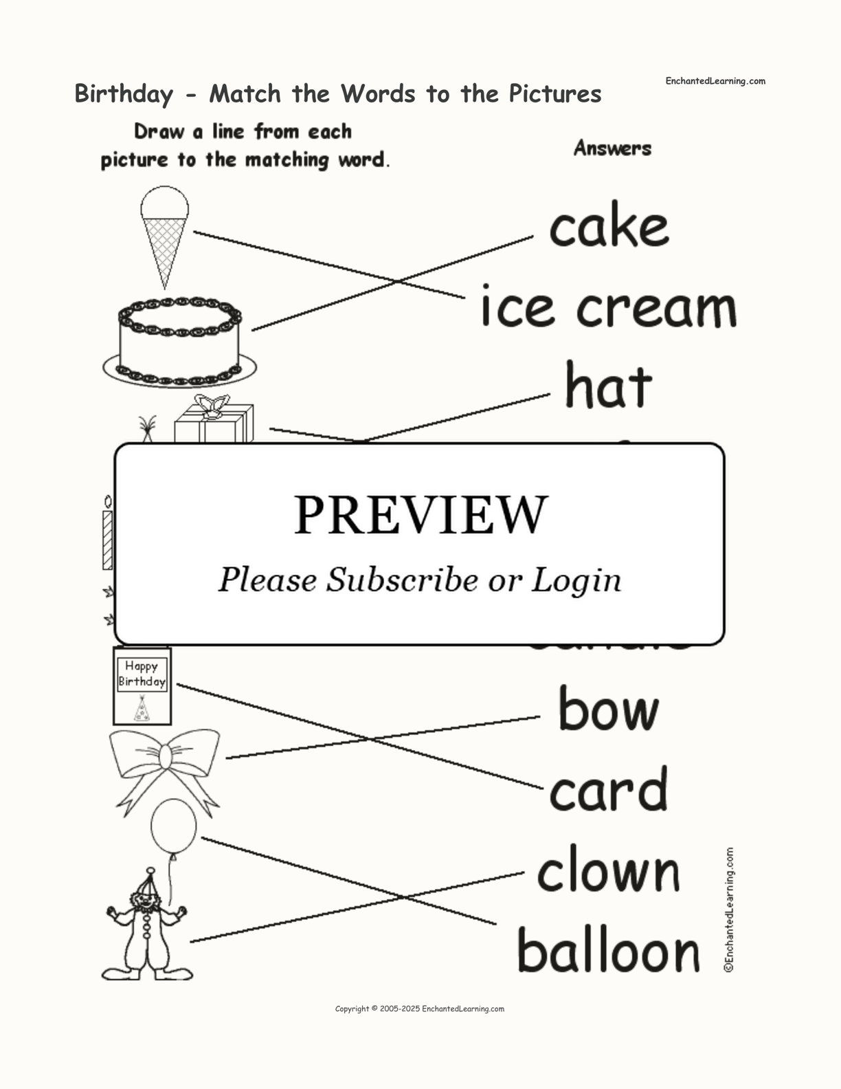 Birthday - Match the Words to the Pictures interactive worksheet page 2