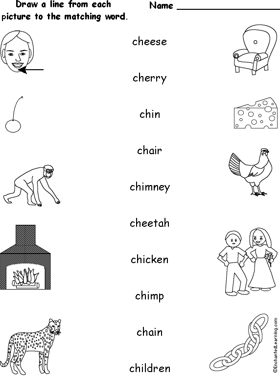 Words Starting With CH - Match the Words to the Pictures