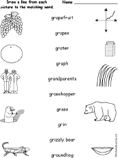Search result: 'Words Starting With GR - Match the Words to the Pictures'