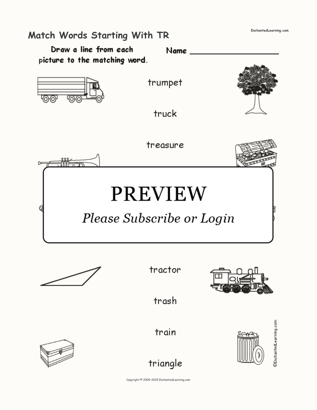 Match Words Starting With TR interactive worksheet page 1