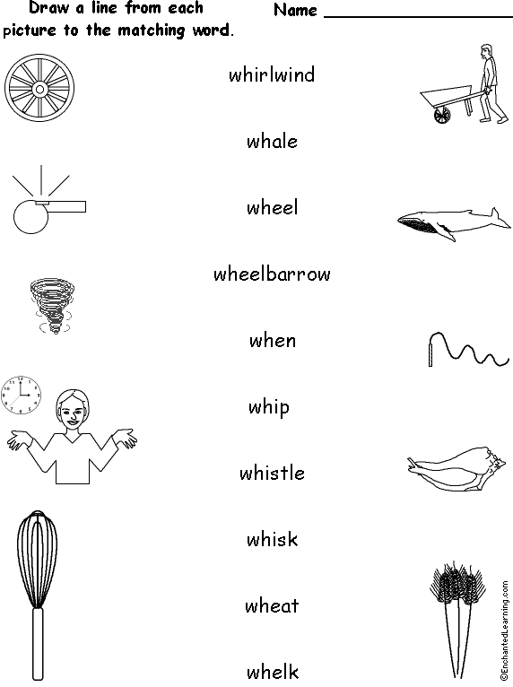 Words Starting With WH - Match the Words to the Pictures