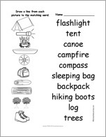 Search result: 'Match the Camping Words to the Pictures'