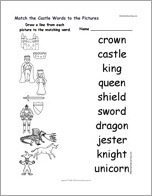 Search result: 'Match the Castle Words to the Pictures'