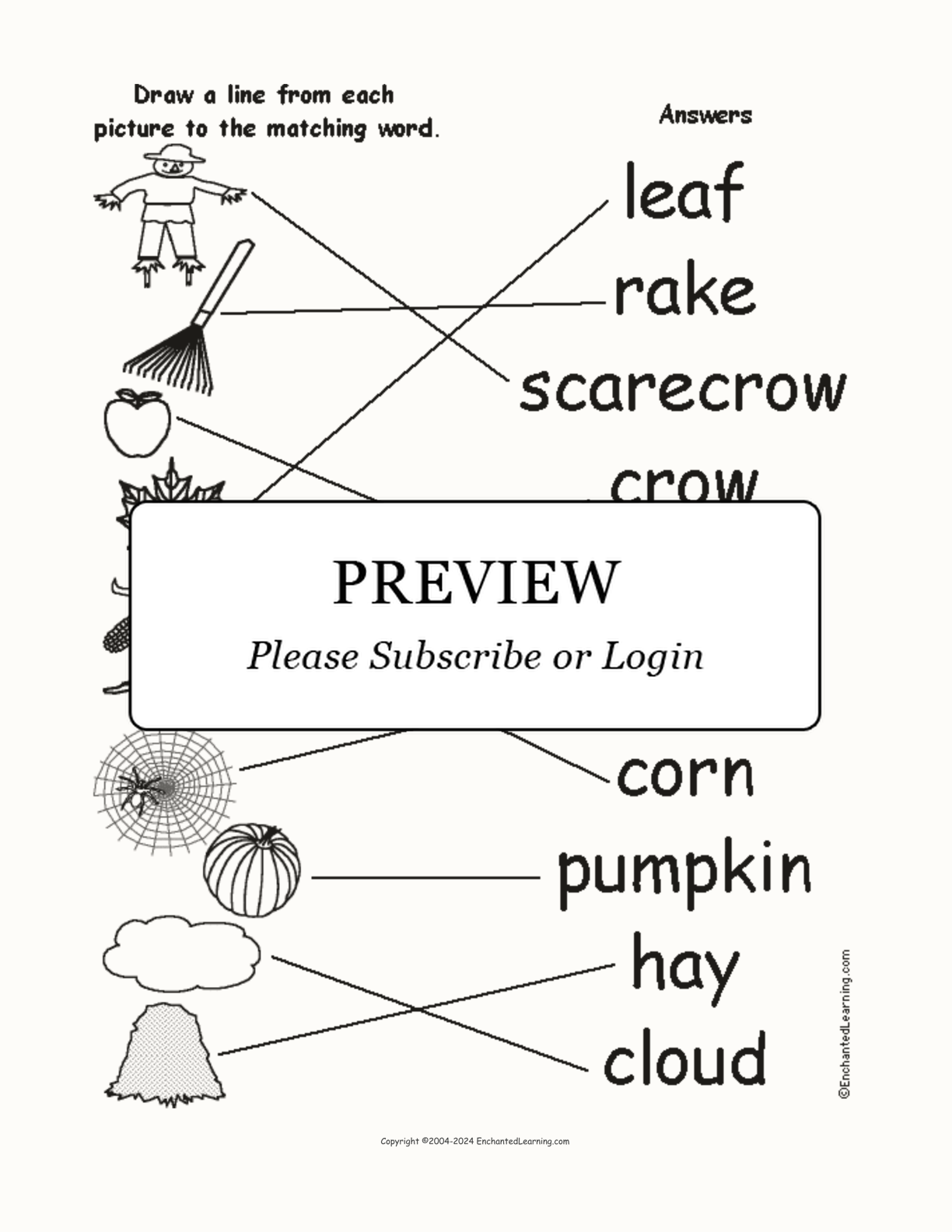 Fall Words - Match the Words to the Pictures interactive worksheet page 2