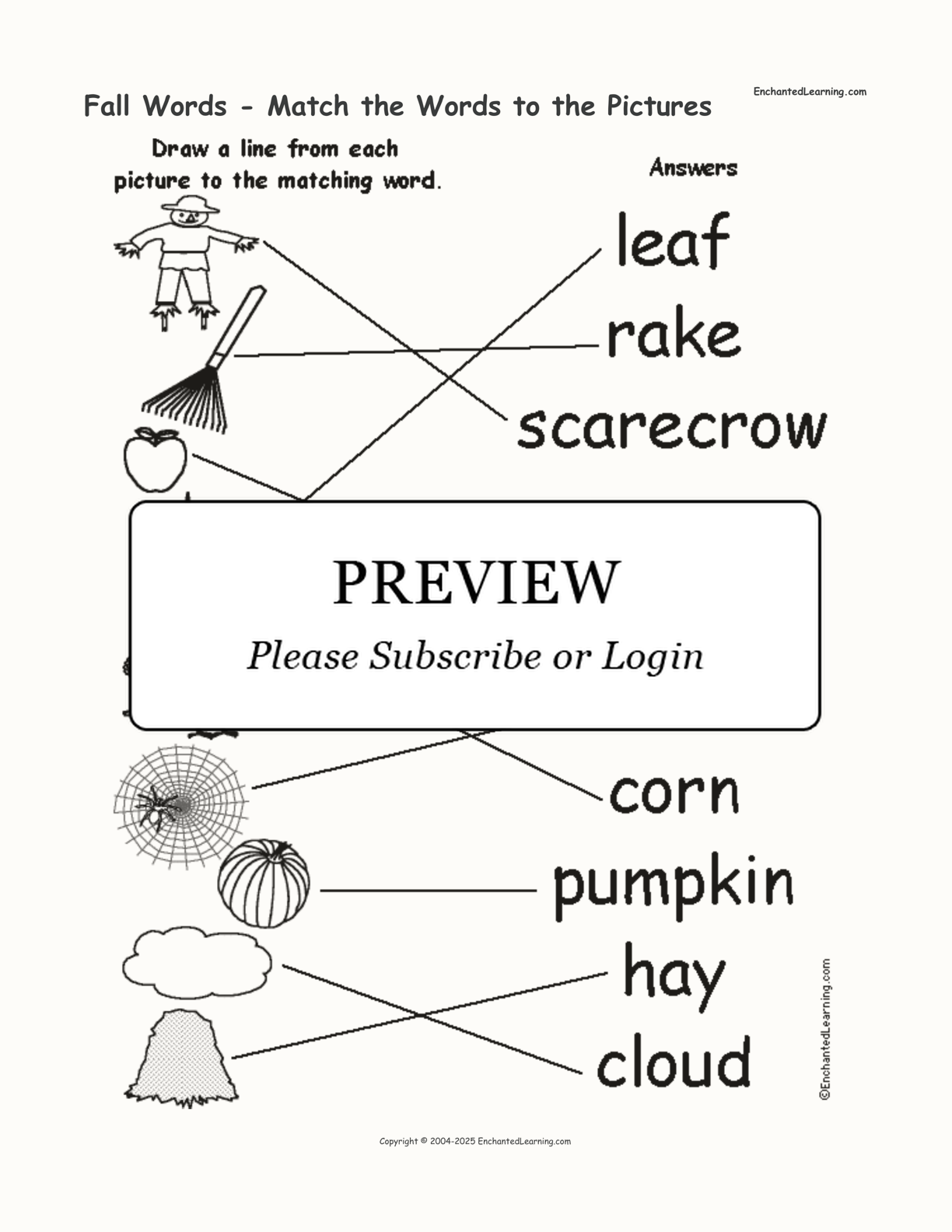 Fall Words - Match the Words to the Pictures interactive worksheet page 2