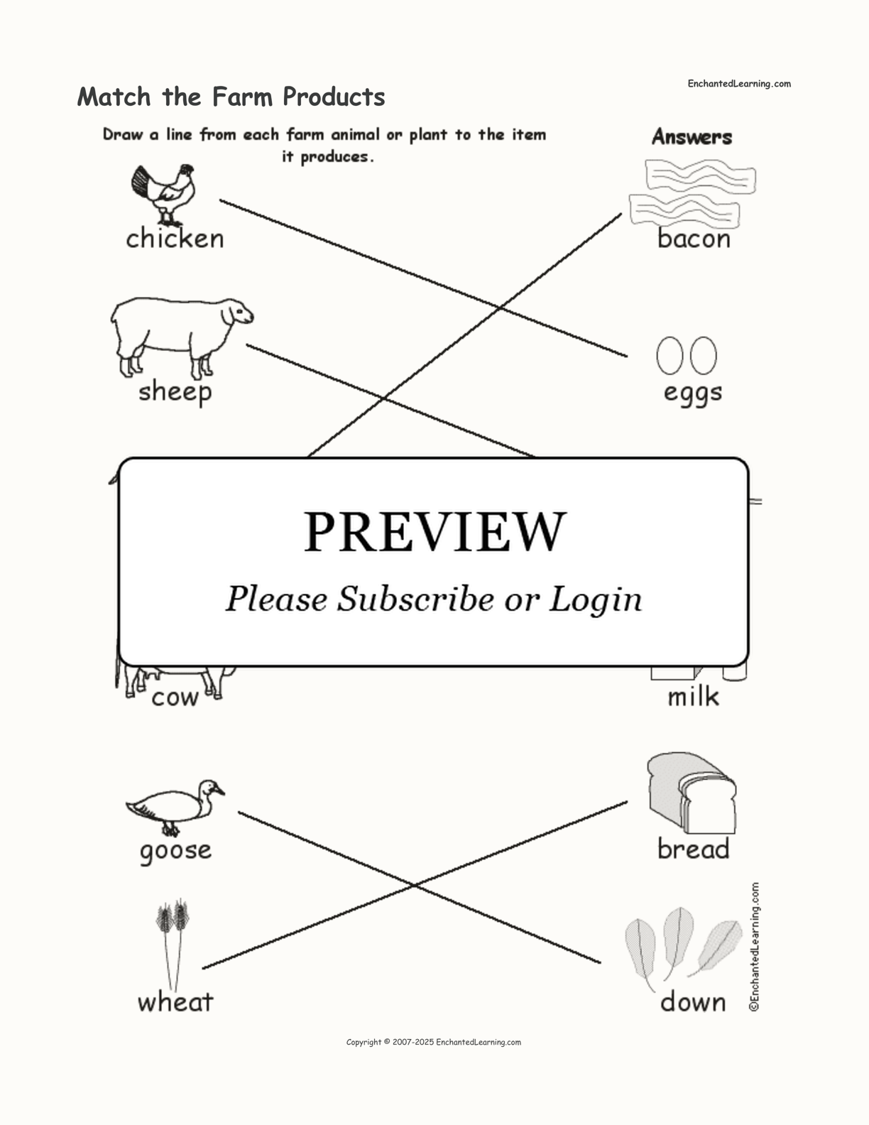 Match the Farm Products interactive worksheet page 2