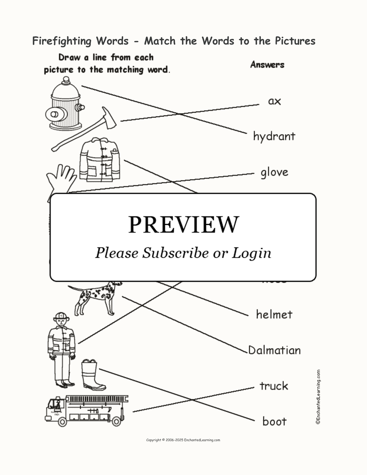 Firefighting Words - Match the Words to the Pictures interactive worksheet page 2