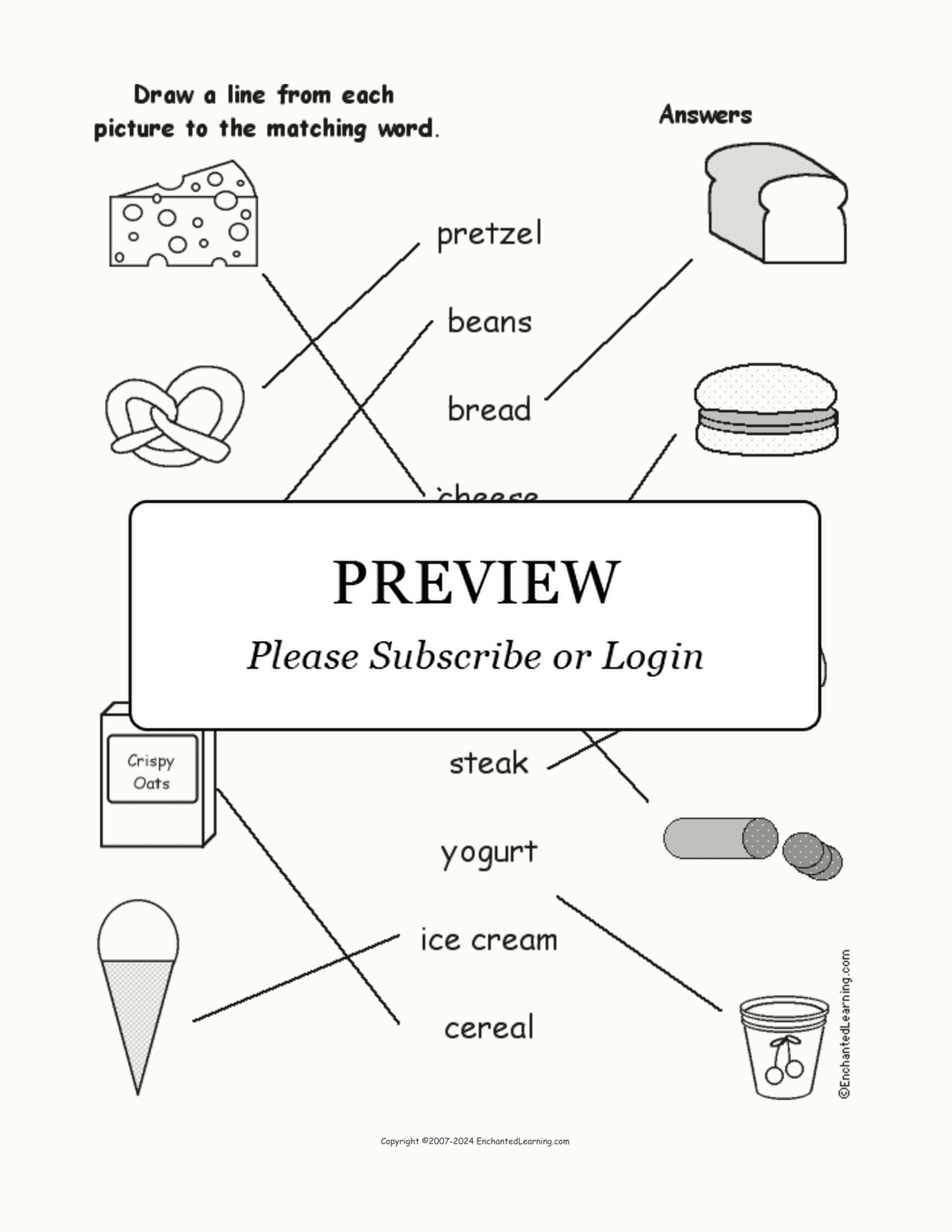 Match the Food Words to the Pictures interactive worksheet page 2