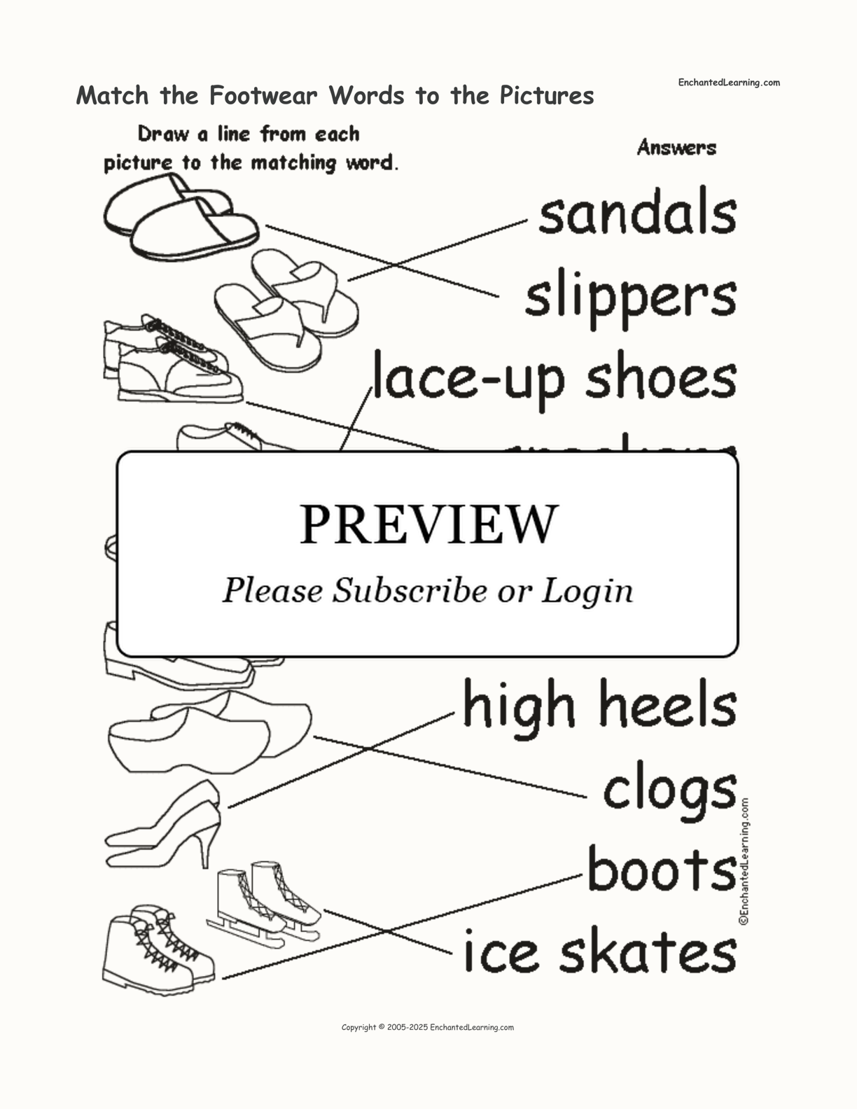 Match the Footwear Words to the Pictures interactive worksheet page 2