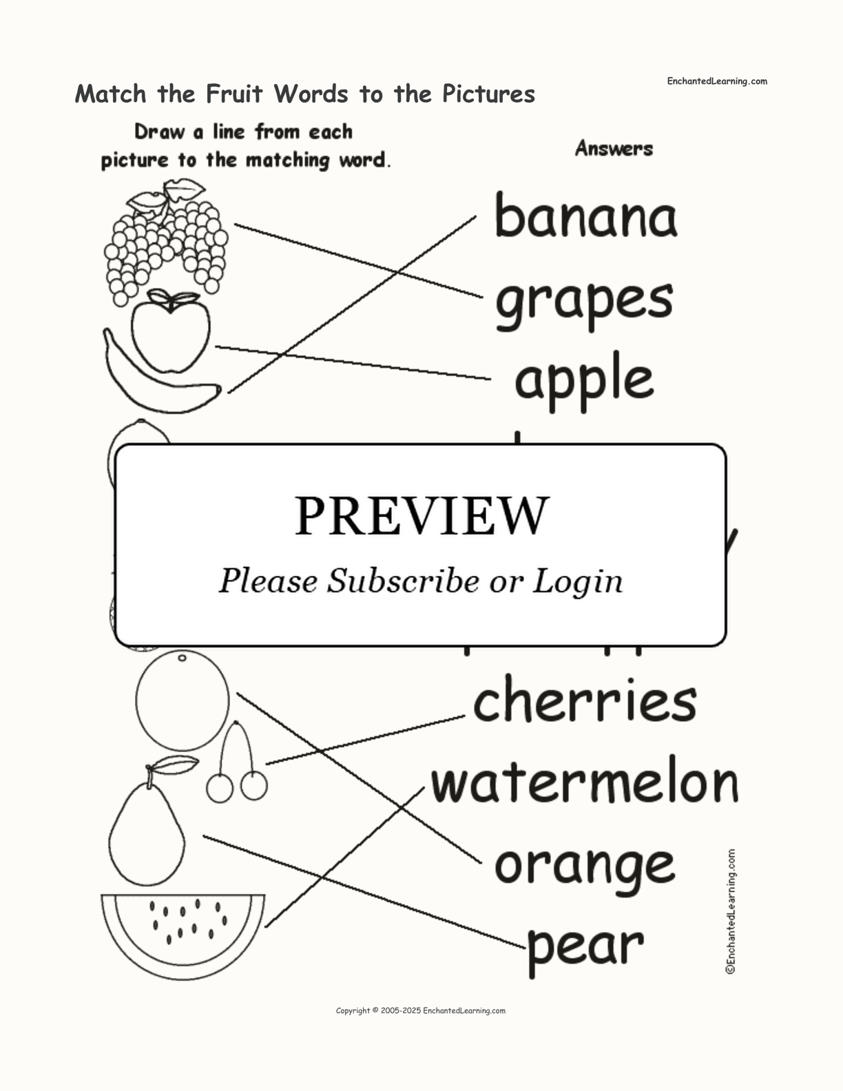 Match the Fruit Words to the Pictures interactive worksheet page 2