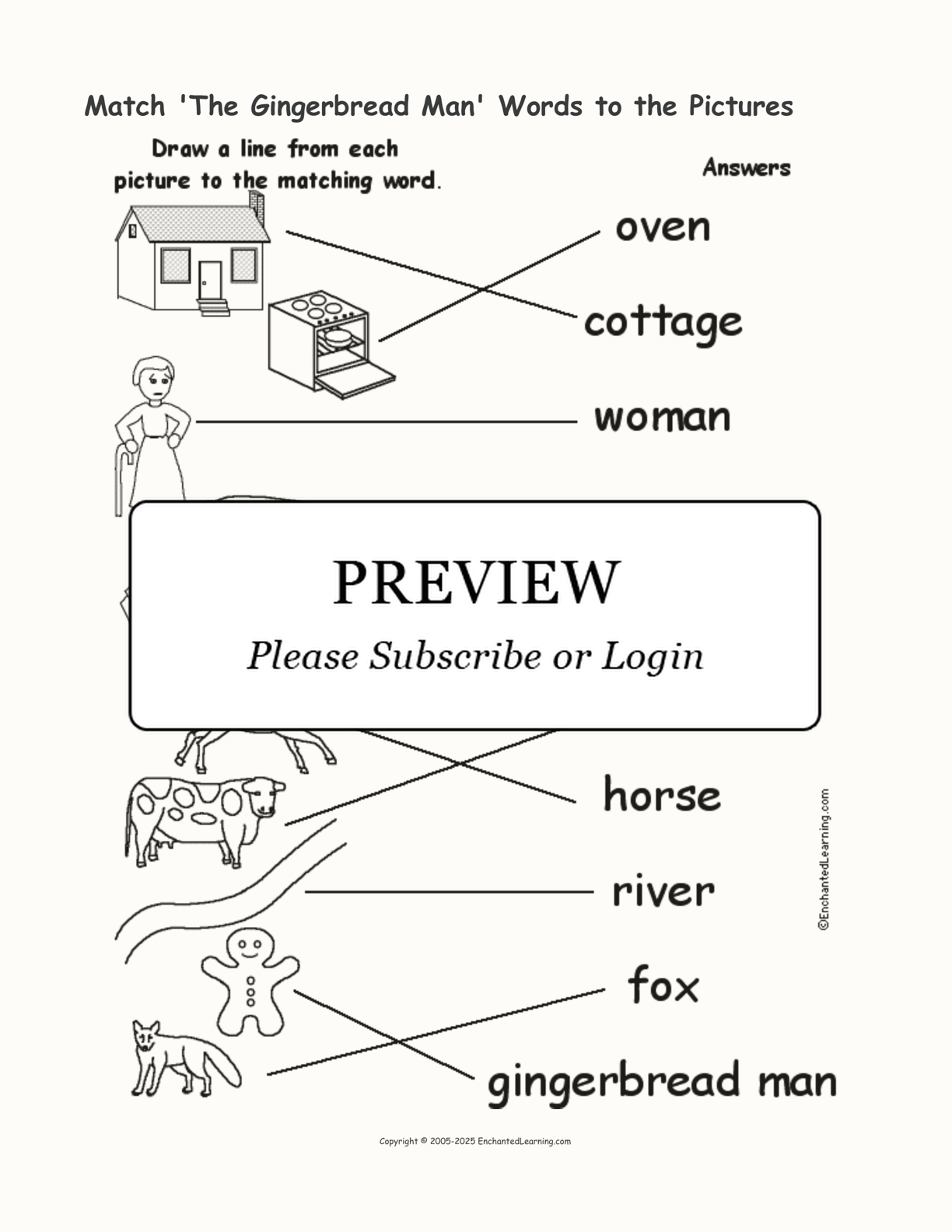 Match 'The Gingerbread Man' Words to the Pictures interactive worksheet page 2