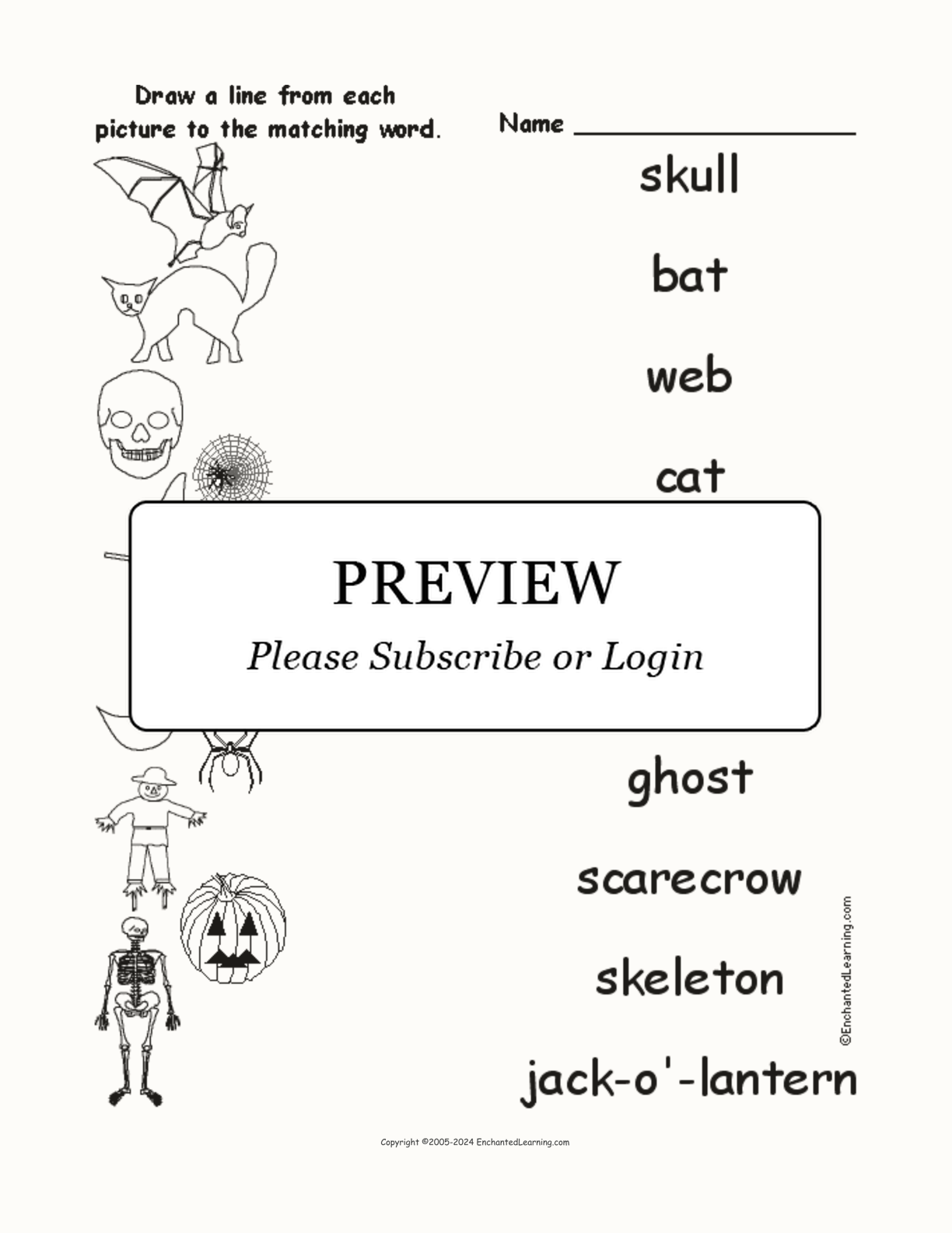 Halloween - Match the Words to the Pictures interactive worksheet page 1