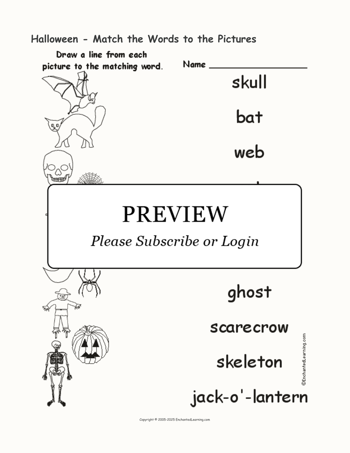 Halloween - Match the Words to the Pictures interactive worksheet page 1