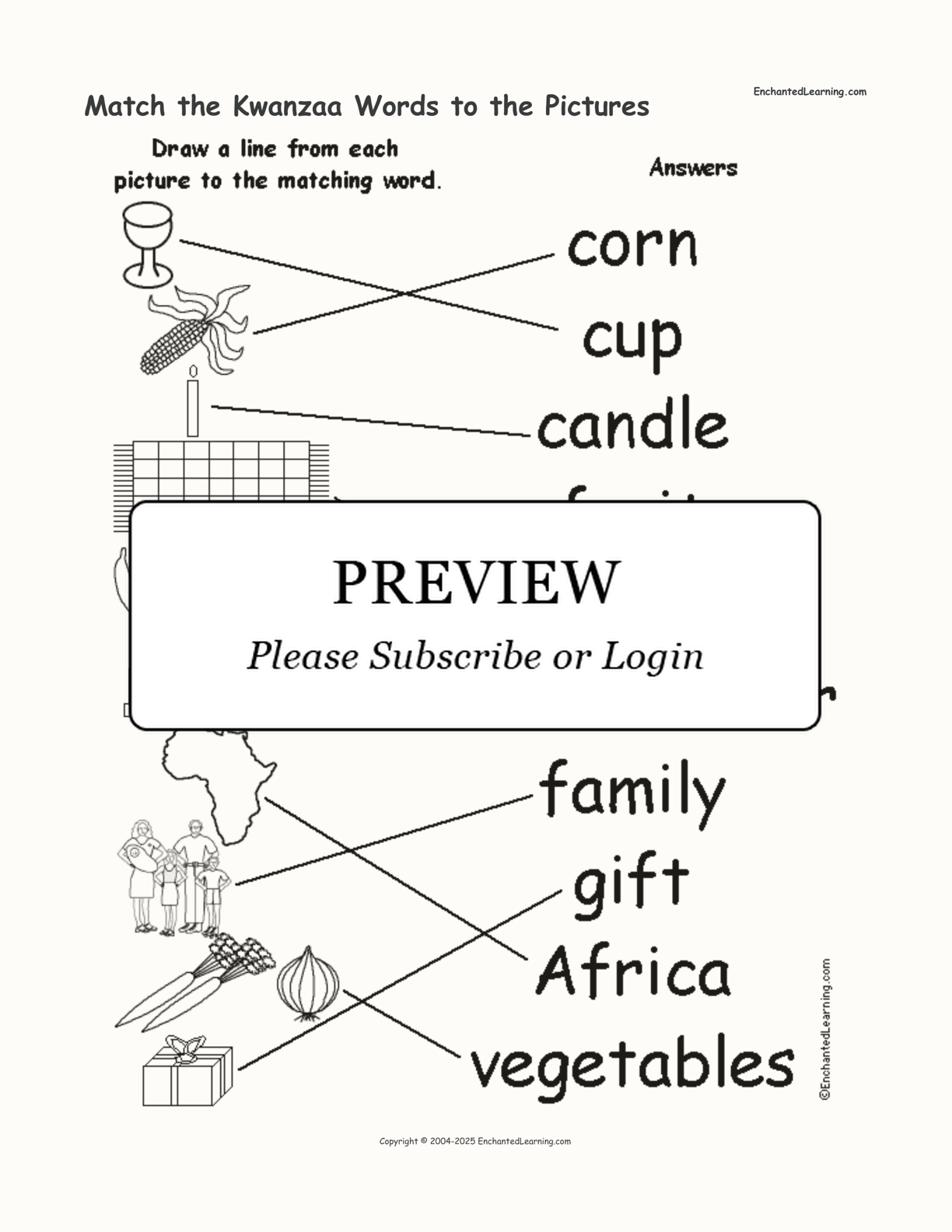 Match the Kwanzaa Words to the Pictures interactive worksheet page 2