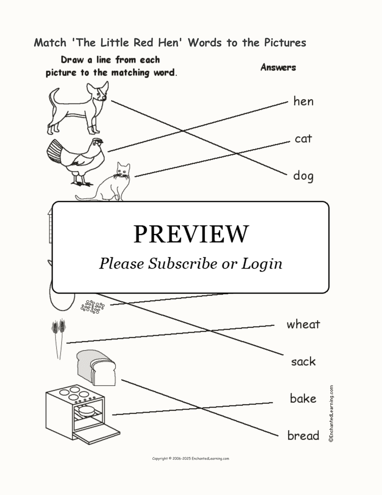 Match 'The Little Red Hen' Words to the Pictures interactive worksheet page 2