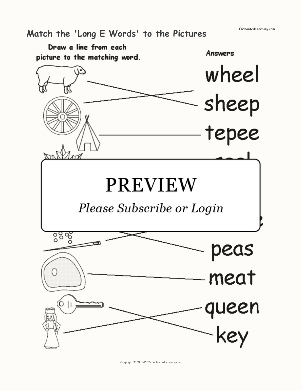 Match the 'Long E Words' to the Pictures interactive worksheet page 2