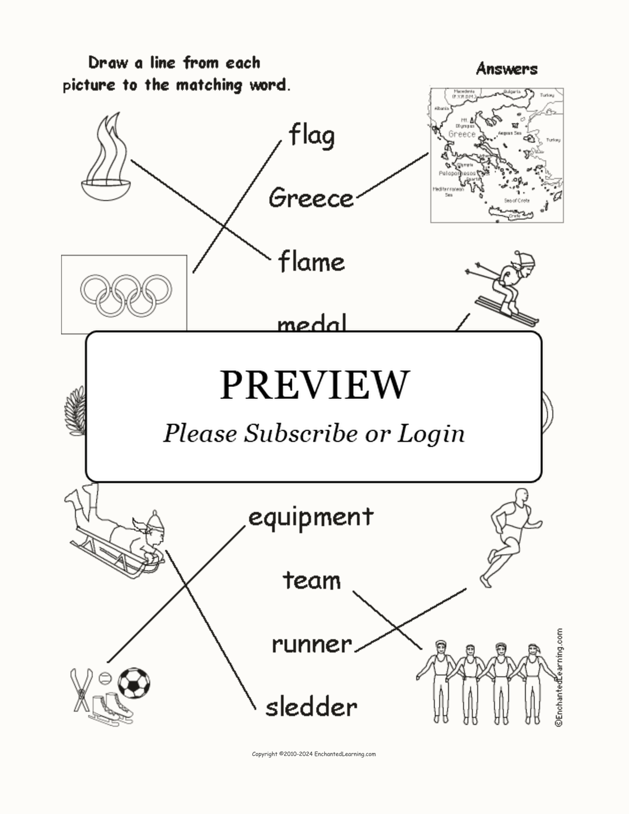 Match the Olympics Words to the Pictures interactive worksheet page 2
