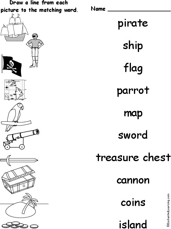 Pirate Words - Match the Words to the Pictures
