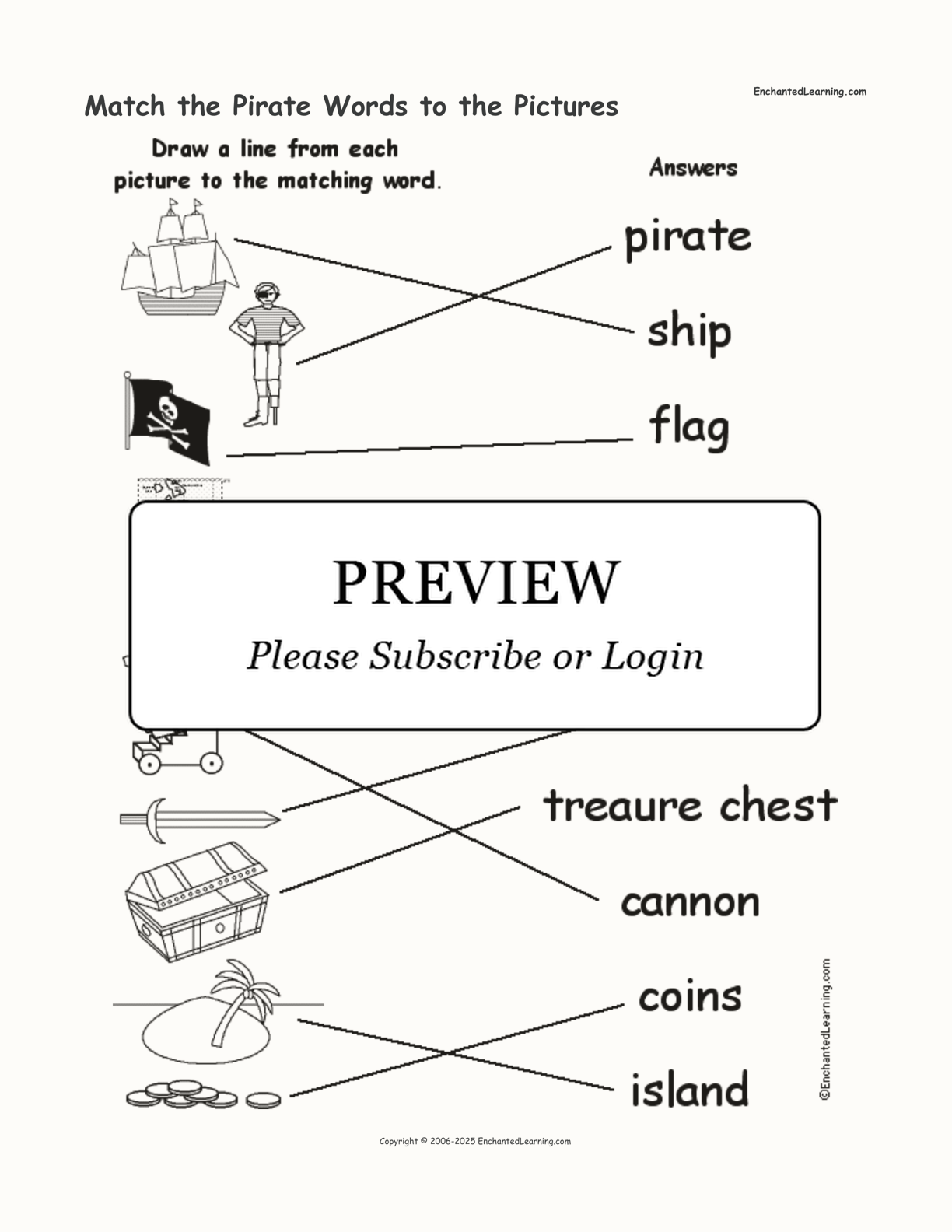 Match the Pirate Words to the Pictures interactive worksheet page 2