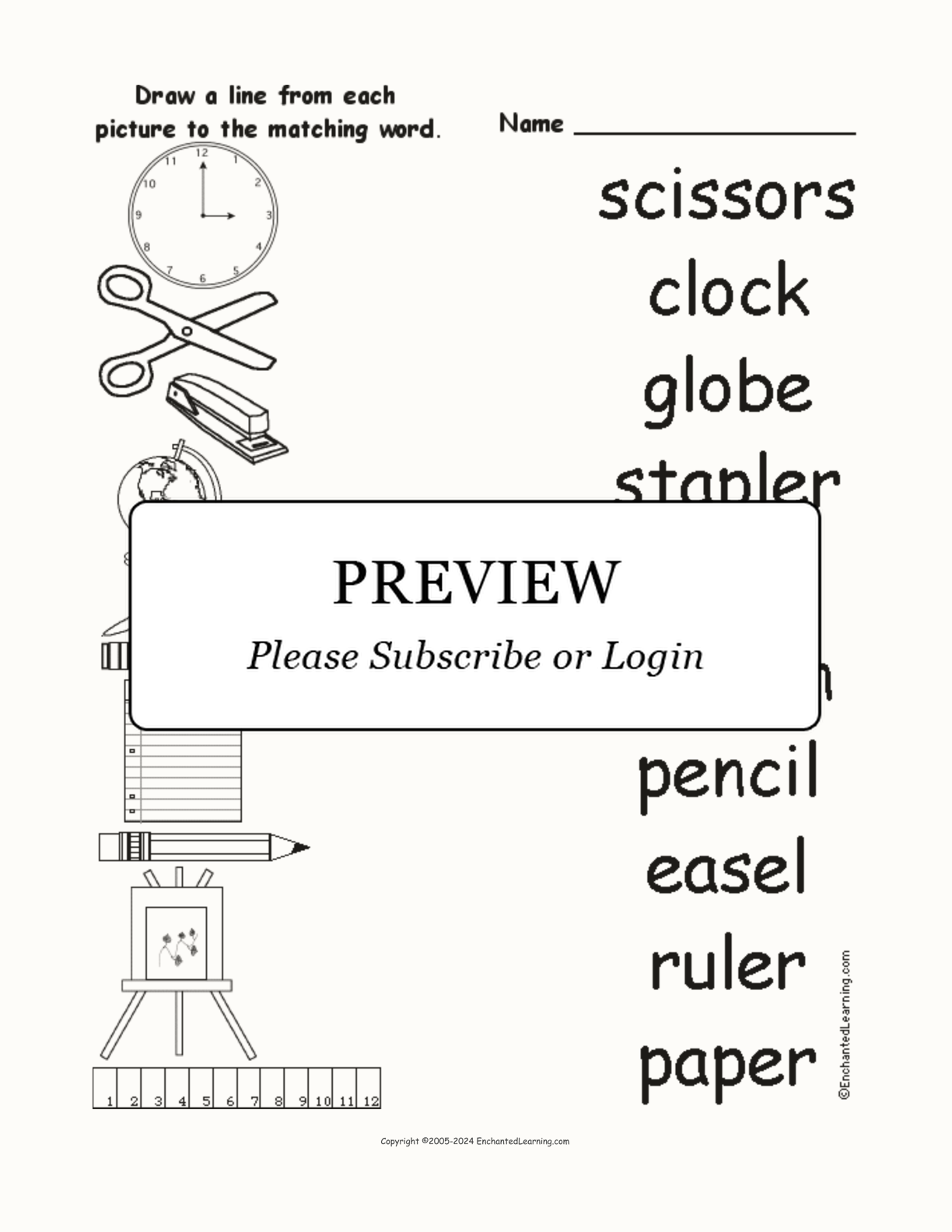 Match the Words to the School Pictures interactive worksheet page 1