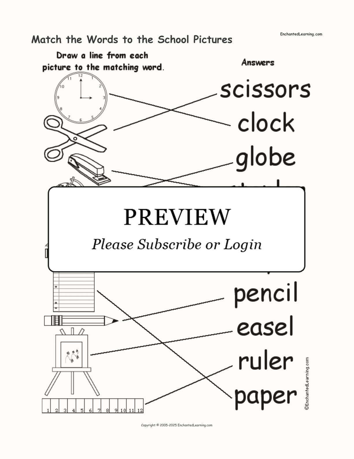 Match the Words to the School Pictures interactive worksheet page 2