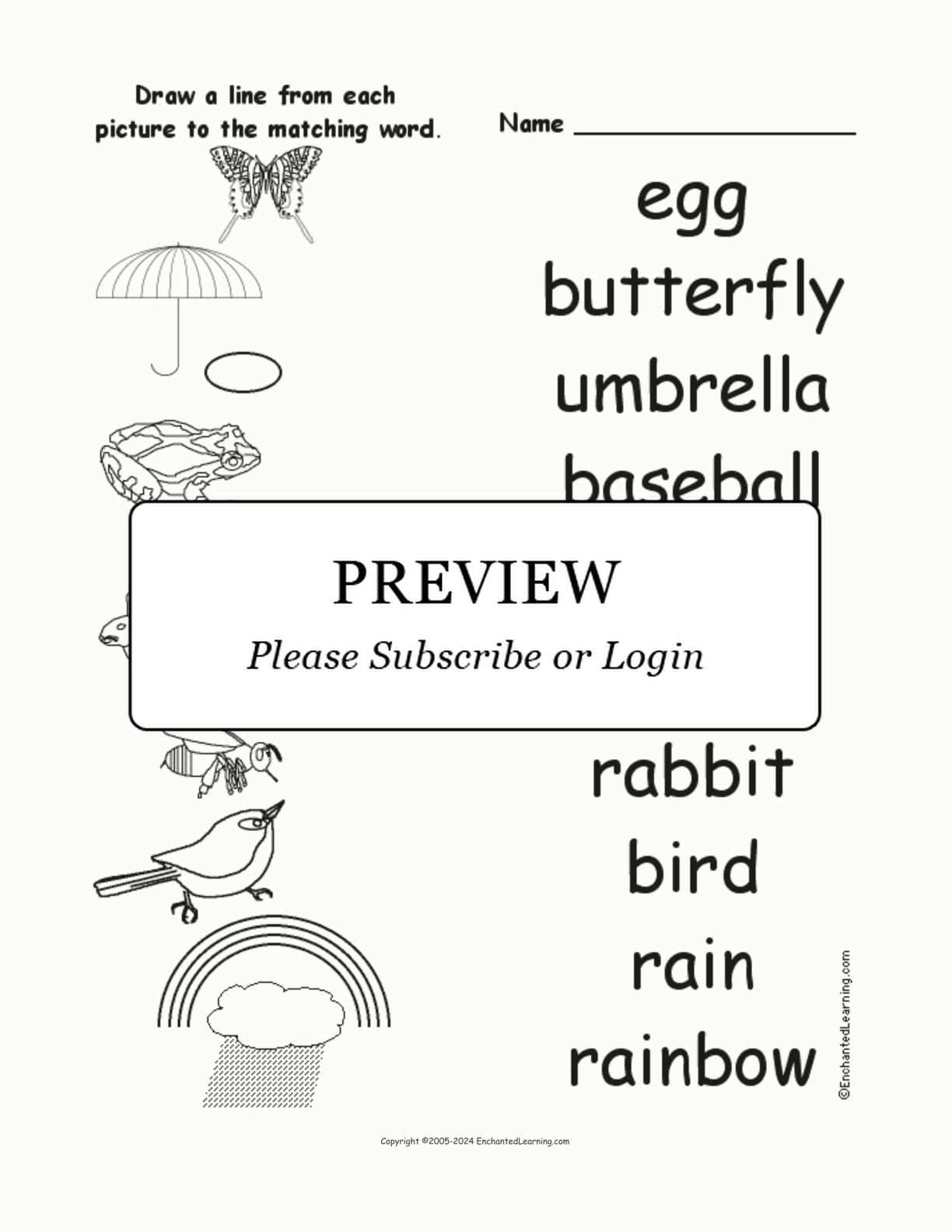Spring Words - Match the Words to the Pictures interactive worksheet page 1