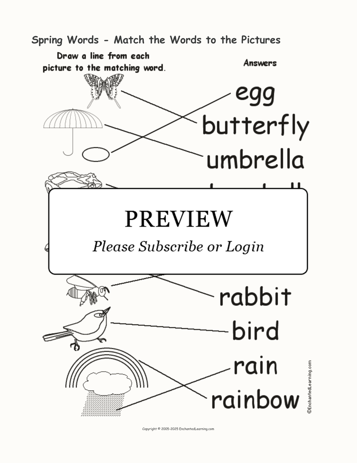 Spring Words - Match the Words to the Pictures interactive worksheet page 2