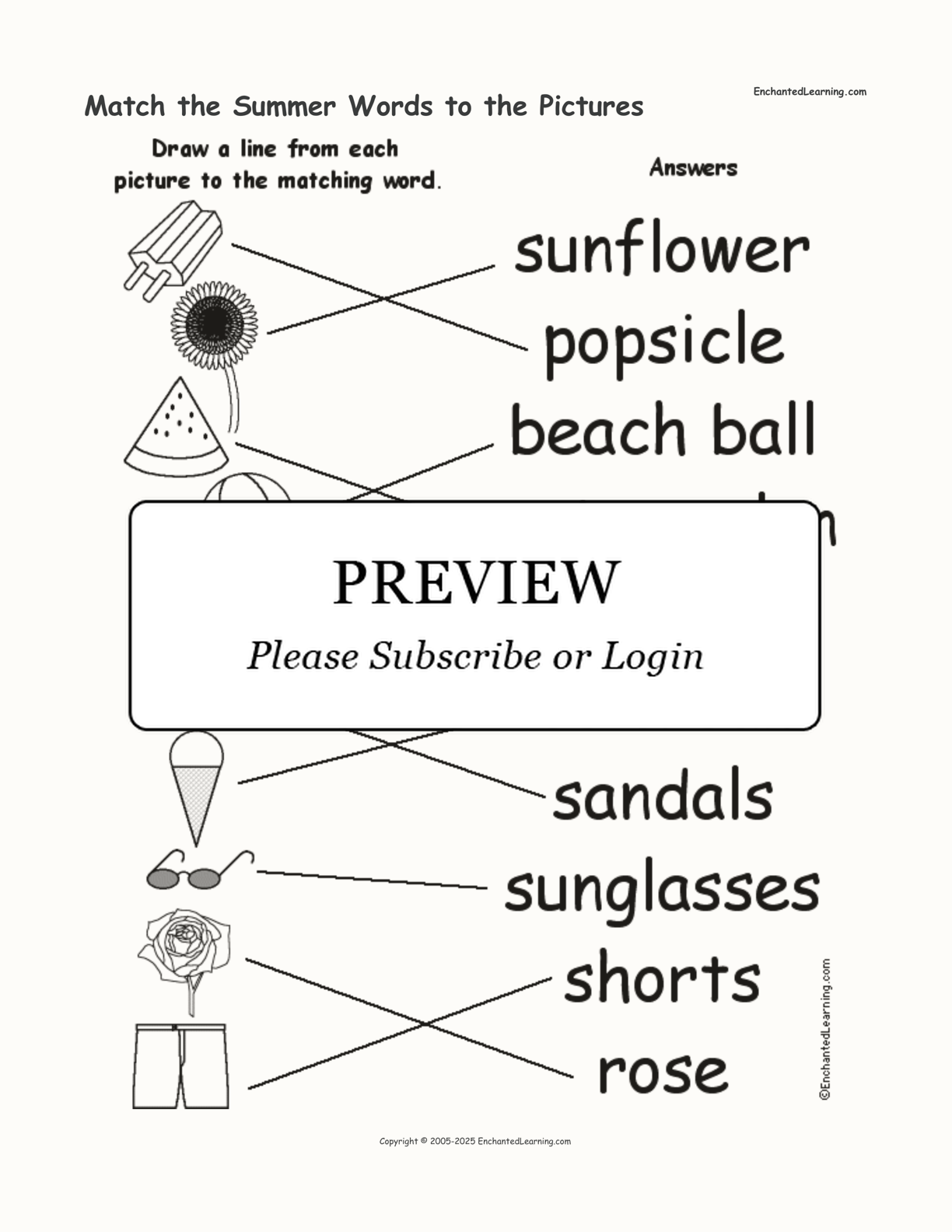 Match the Summer Words to the Pictures interactive worksheet page 2