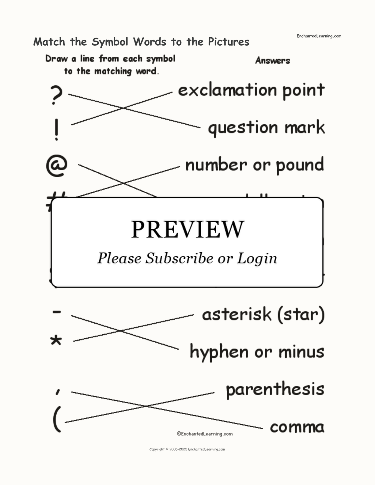 Match the Symbol Words to the Pictures interactive worksheet page 2