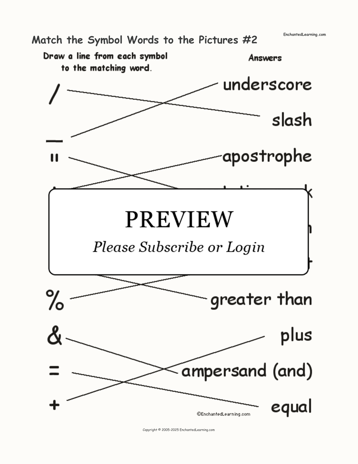 Match the Symbol Words to the Pictures #2 interactive worksheet page 2