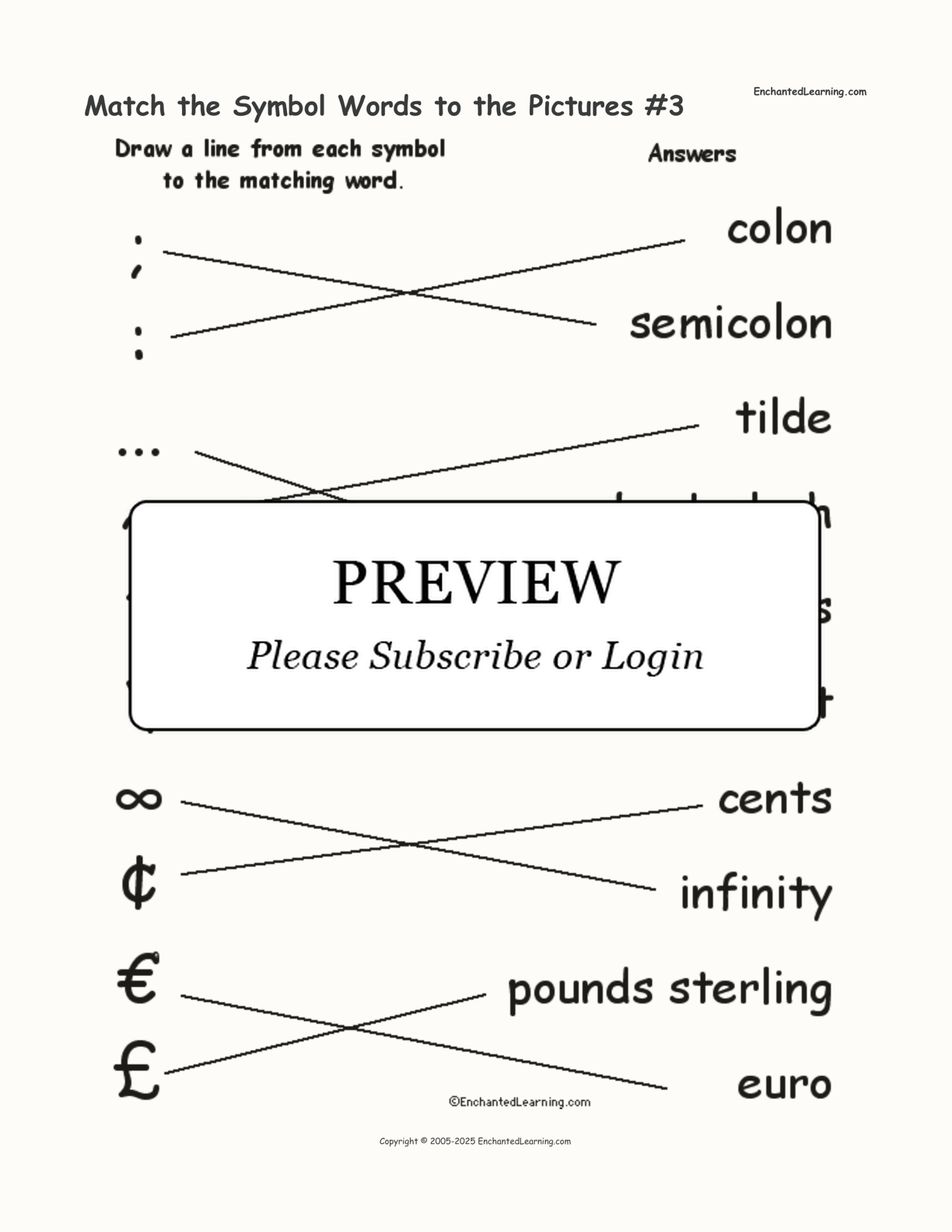 Match the Symbol Words to the Pictures #3 interactive worksheet page 2