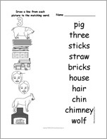 Search result: 'Match the 'Three Little Pigs' Words to the Pictures'