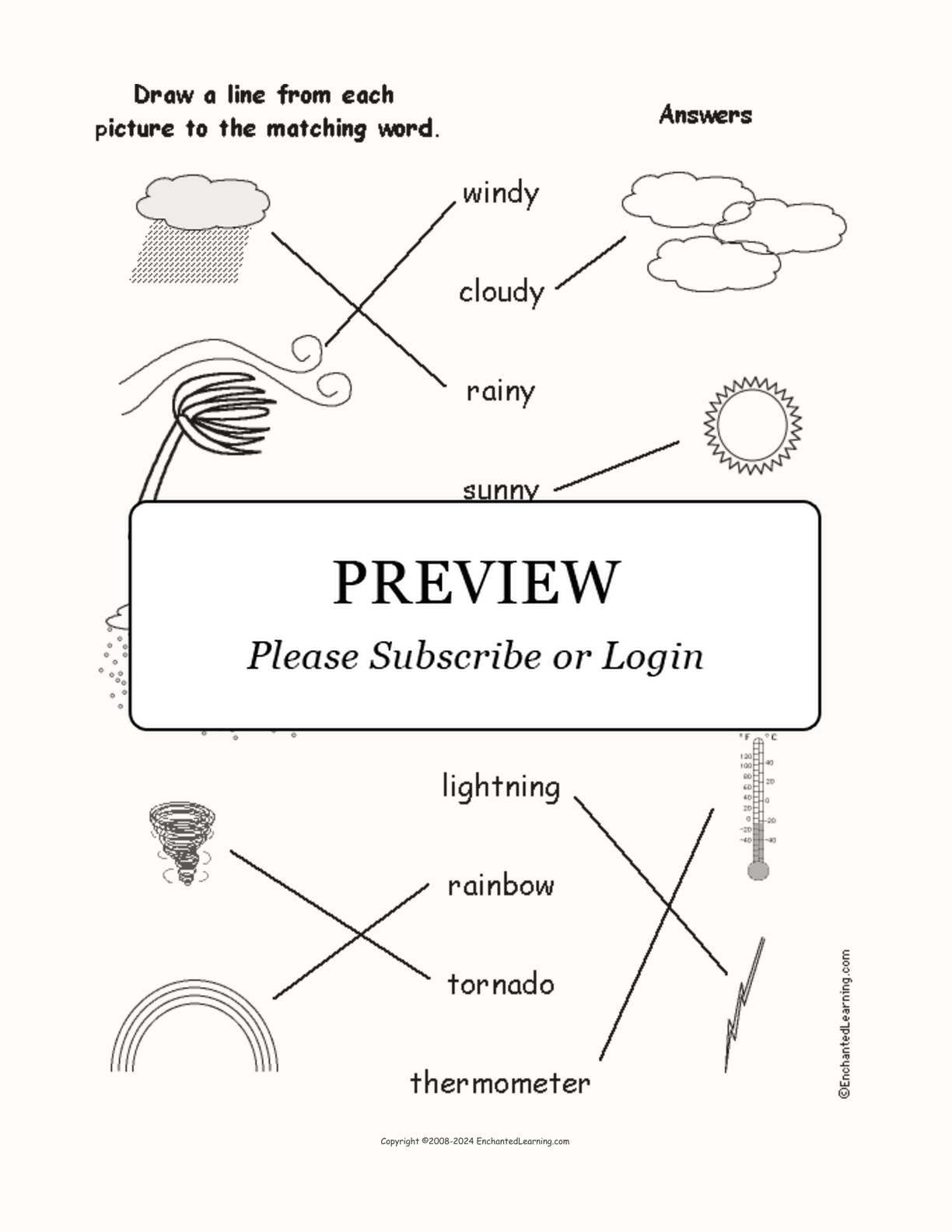 Match the Weather Words to the Pictures interactive worksheet page 2