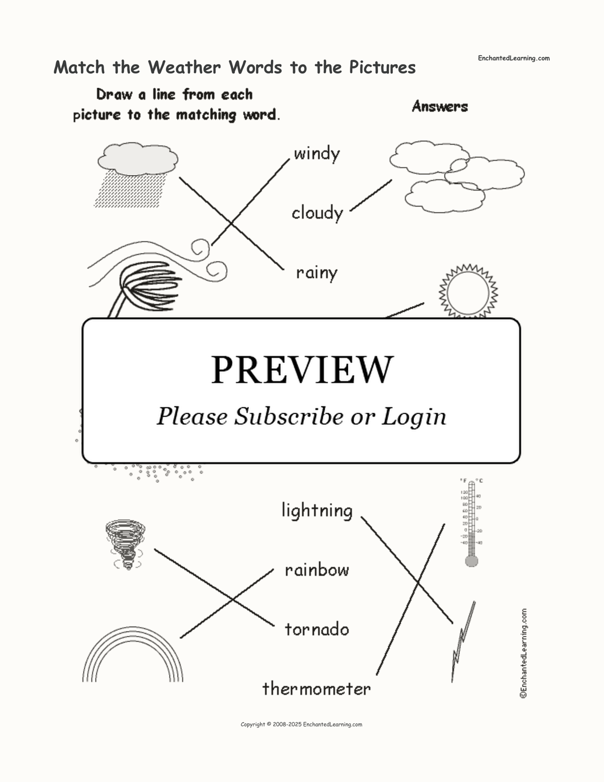 Match the Weather Words to the Pictures interactive worksheet page 2