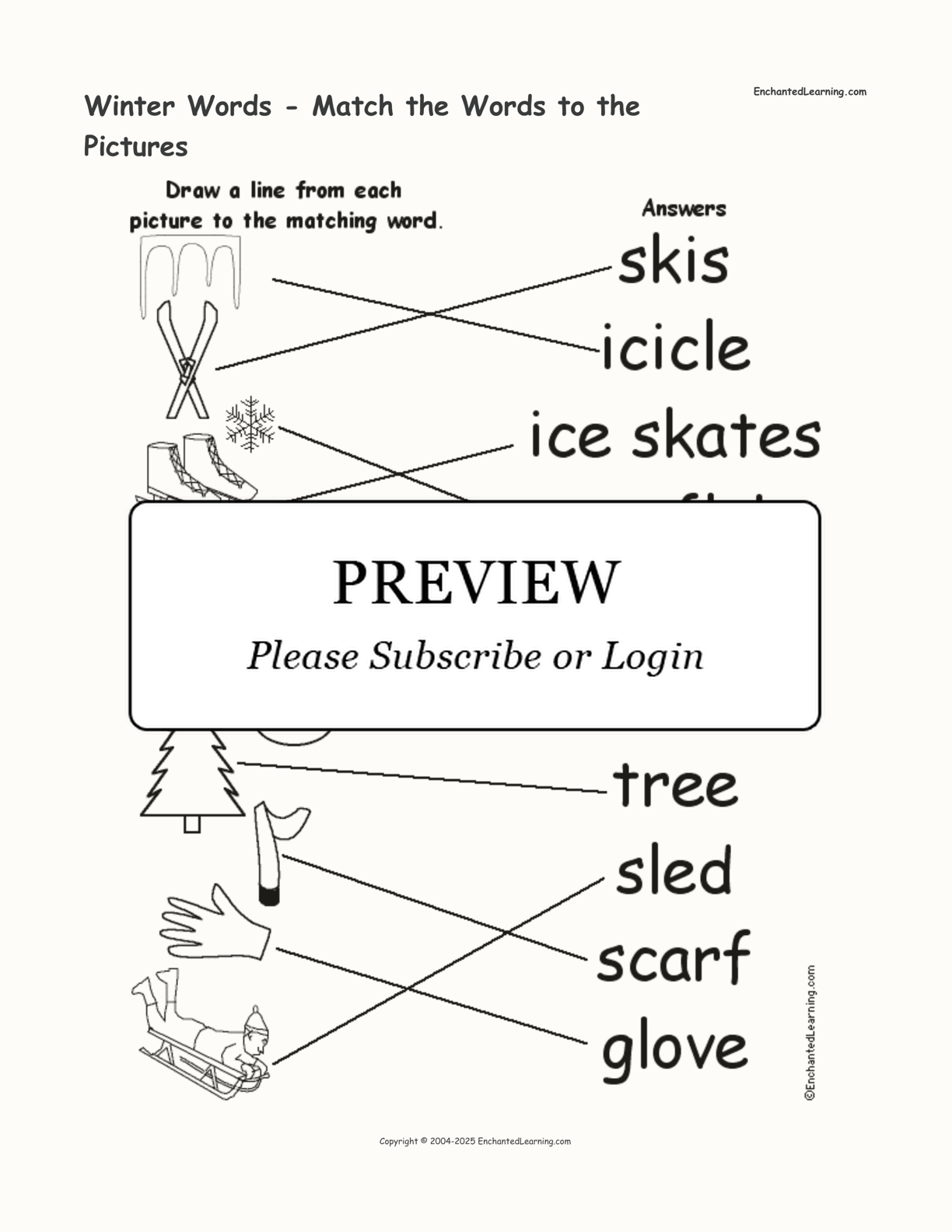 Winter Words - Match the Words to the Pictures interactive worksheet page 2