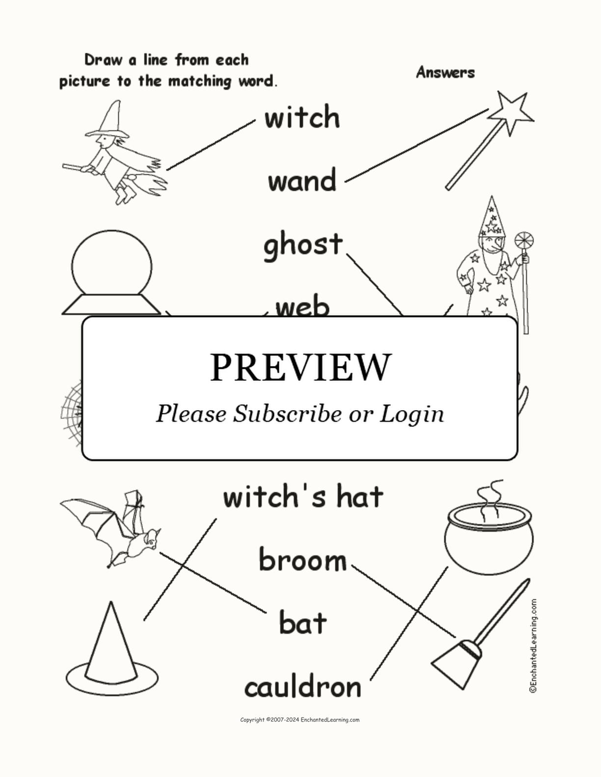 Match the Witch Words to the Pictures interactive worksheet page 2