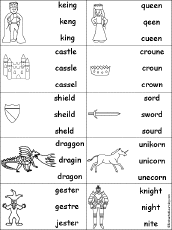 Multiple Choice Spelling -  Castle Words