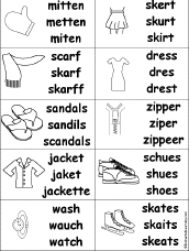 Multiple Choice Spelling -  clothes Words