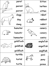 Multiple Choice Spelling -  Pet Words