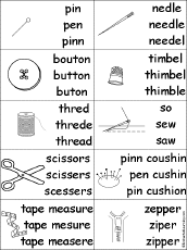 Multiple Choice Spelling -  Sewing Words