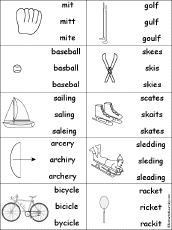 Multiple Choice Spelling -  Sports Words