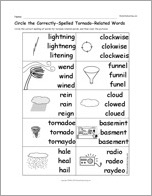 Search result: 'Circle the Correctly-Spelled Tornado-Related Words'