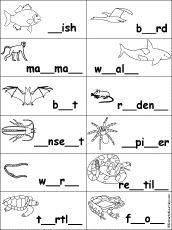 Search result: 'Fill in Missing Letters in Animal Words'