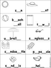 Fill in the Missing Letters in Miscellaneous at EnchantedLearning.com